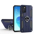 Carbon Fiber Pattern PC + TPU Protective Case with Ring Holder For OPPO Reno4 4G(Sapphire Blue) - 1