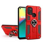 Carbon Fiber Pattern PC + TPU Protective Case with Ring Holder For OPPO Realme 7i / C17(Red) - 1