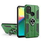 Carbon Fiber Pattern PC + TPU Protective Case with Ring Holder For OPPO Realme 7i / C17(Dark Green) - 1