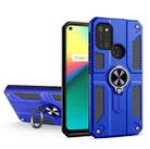 Carbon Fiber Pattern PC + TPU Protective Case with Ring Holder For OPPO Realme 7i / C17(Dark Blue) - 1