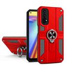 Carbon Fiber Pattern PC + TPU Protective Case with Ring Holder For OPPO Realme 7(Red) - 1