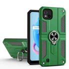 Carbon Fiber Pattern PC + TPU Protective Case with Ring Holder For OPPO Realme C20(Dark Green) - 1