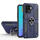 Carbon Fiber Pattern PC + TPU Protective Case with Ring Holder For OPPO A94 / F19 Pro / Reno5 F / Reno5 Lite(Sapphire Blue) - 1