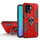 Carbon Fiber Pattern PC + TPU Protective Case with Ring Holder For OPPO A94 / F19 Pro / Reno5 F / Reno5 Lite(Red) - 1