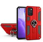 Carbon Fiber Pattern PC + TPU Protective Case with Ring Holder For OPPO Reno5 Pro 5G / 4G(Red) - 1