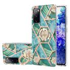 For Samsung Galaxy S20 FE / S20 Lite Electroplating Splicing Marble Flower Pattern TPU Shockproof Case with Rhinestone Ring Holder(Blue Flower) - 1