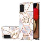 For Samsung Galaxy A02S 166mm Electroplating Splicing Marble Flower Pattern TPU Shockproof Case with Rhinestone Ring Holder(Imperial Crown) - 1