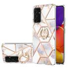 For Samsung Galaxy A82 5G Electroplating Splicing Marble Flower Pattern TPU Shockproof Case with Rhinestone Ring Holder(Imperial Crown) - 1