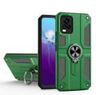 Carbon Fiber Pattern PC + TPU Protective Case with Ring Holder For vivo V20(Dark Green) - 1