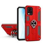 Carbon Fiber Pattern PC + TPU Protective Case with Ring Holder For vivo V20 Pro(Red) - 1