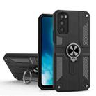 Carbon Fiber Pattern PC + TPU Protective Case with Ring Holder For vivo V20 SE(Black) - 1