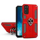 Carbon Fiber Pattern PC + TPU Protective Case with Ring Holder For vivo V20 SE(Red) - 1