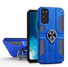 Carbon Fiber Pattern PC + TPU Protective Case with Ring Holder For vivo V20 SE(Dark Blue) - 1