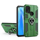 Carbon Fiber Pattern PC + TPU Protective Case with Ring Holder For vivo Y50 / Y30(Dark Green) - 1