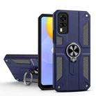 Carbon Fiber Pattern PC + TPU Protective Case with Ring Holder For vivo Y51 2020(Sapphire Blue) - 1