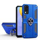 Carbon Fiber Pattern PC + TPU Protective Case with Ring Holder For vivo Y51 2020(Dark Blue) - 1