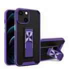 Dual-color Skin Feel TPU + PC Magnetic Shockproof Case with Invisible Holder For iPhone 13 mini(Purple) - 1