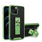 Dual-color Skin Feel TPU + PC Magnetic Shockproof Case with Invisible Holder For iPhone 13(Green) - 1