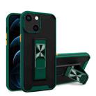 Dual-color Skin Feel TPU + PC Magnetic Shockproof Case with Invisible Holder For iPhone 13(Dark Green) - 1