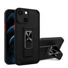 Dual-color Skin Feel TPU + PC Magnetic Shockproof Case with Invisible Holder For iPhone 13(Black) - 1