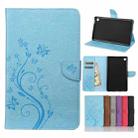 For Samsung Galaxy Tab A7 Lite / T220 Butterfly Flower Embossing Pattern Horizontal Flip Leather Case with Holder & Card Slots & Wallet(Blue) - 1