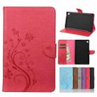 For Samsung Galaxy Tab A7 Lite / T220 Butterfly Flower Embossing Pattern Horizontal Flip Leather Case with Holder & Card Slots & Wallet(Magenta) - 1