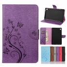 For Samsung Galaxy Tab A7 Lite / T220 Butterfly Flower Embossing Pattern Horizontal Flip Leather Case with Holder & Card Slots & Wallet(Purple) - 1