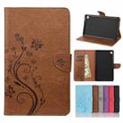 For Samsung Galaxy Tab A7 Lite / T220 Butterfly Flower Embossing Pattern Horizontal Flip Leather Case with Holder & Card Slots & Wallet(Brown) - 1