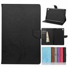 For Samsung Galaxy Tab S6 Lite / P610 Butterfly Flower Embossing Pattern Horizontal Flip Leather Case with Holder & Card Slots & Wallet(Black) - 1