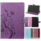 For Samsung Galaxy Tab S6 Lite / P610 Butterfly Flower Embossing Pattern Horizontal Flip Leather Case with Holder & Card Slots & Wallet(Purple) - 1