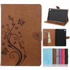 For Samsung Galaxy Tab S6 Lite / P610 Butterfly Flower Embossing Pattern Horizontal Flip Leather Case with Holder & Card Slots & Wallet(Brown) - 1