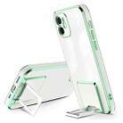 For iPhone 11 Electroplating Protective Cover Casem with Holder Function (Green) - 1