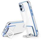 For iPhone 11 Electroplating Protective Cover Casem with Holder Function (Blue) - 1