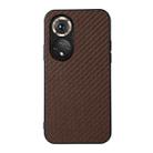 For Honor 50 Pro Accurate Hole Carbon Fiber Texture Shockproof Case(Brown) - 1