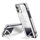 For iPhone 11 Pro Electroplating Transparent Protective Cover Casem with Holder Function (Black) - 1