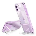 For iPhone 11 Pro Max Electroplating Transparent Protective Cover Casem with Holder Function (Purple) - 1