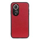 For Honor 50 Pro Accurate Hole Litchi Texture Leather Shockproof Case(Red) - 1