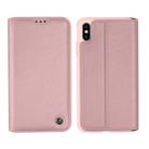 For iPhone XS / X GEBEI Shockproof TPU + PU Horizontal Flip Leather Case with Card Slots & Holder(Rose Gold) - 1