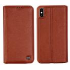 For iPhone XR GEBEI Shockproof TPU + PU Horizontal Flip Leather Case with Card Slots & Holder(Brown) - 1