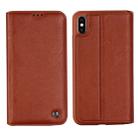 For iPhone XS Max GEBEI Shockproof TPU + PU Horizontal Flip Leather Case with Card Slots & Holder(Brown) - 1