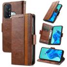 For OPPO Reno 5A CaseNeo Business Splicing Dual Magnetic Buckle Horizontal Flip PU Leather Case with Holder & Card Slots & Wallet(Brown) - 1