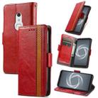 For Arrows Be4 Plus F-41B CaseNeo Business Splicing Dual Magnetic Buckle Horizontal Flip PU Leather Case with Holder & Card Slots & Wallet(Red) - 1