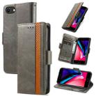 For iPhone SE 2022 / SE 2020 / 8 / 7 CaseNeo Business Splicing Dual Magnetic Buckle Horizontal Flip PU Leather Case with Holder & Card Slots & Wallet(Grey) - 1