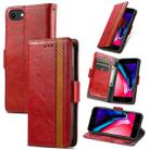 For iPhone SE 2022 / SE 2020 / 8 / 7 CaseNeo Business Splicing Dual Magnetic Buckle Horizontal Flip PU Leather Case with Holder & Card Slots & Wallet(Red) - 1