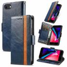 For iPhone SE 2022 / SE 2020 / 8 / 7 CaseNeo Business Splicing Dual Magnetic Buckle Horizontal Flip PU Leather Case with Holder & Card Slots & Wallet(Blue) - 1