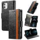 For iPhone 13 CaseNeo Business Splicing Dual Magnetic Buckle Horizontal Flip PU Leather Case with Holder & Card Slots & Wallet (Black) - 1