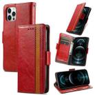 For iPhone 13 Pro Max CaseNeo Business Splicing Dual Magnetic Buckle Horizontal Flip PU Leather Case with Holder & Card Slots & Wallet  (Red) - 1