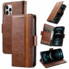 For iPhone 13 Pro Max CaseNeo Business Splicing Dual Magnetic Buckle Horizontal Flip PU Leather Case with Holder & Card Slots & Wallet  (Brown) - 1