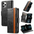 For iPhone 13 Pro Max CaseNeo Business Splicing Dual Magnetic Buckle Horizontal Flip PU Leather Case with Holder & Card Slots & Wallet  (Black) - 1