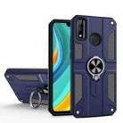For Huawei Y8s Carbon Fiber Pattern PC + TPU Protective Case with Ring Holder(Sapphire Blue) - 1